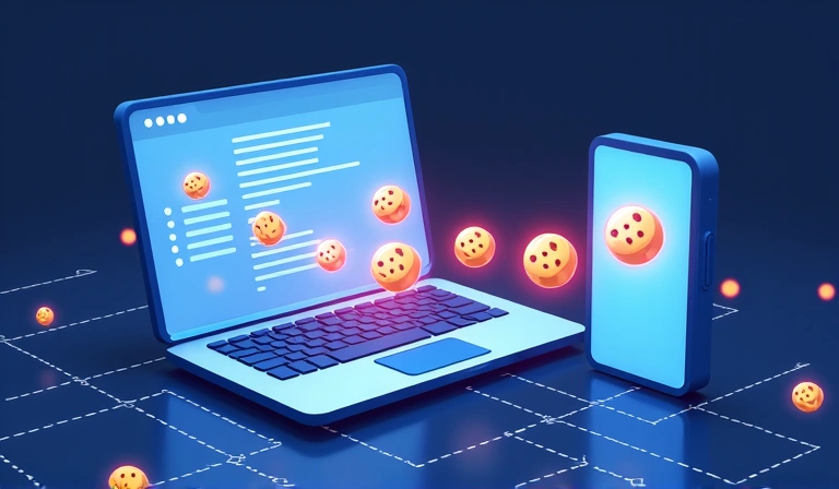 Illustration of browser cookies being stored on a device