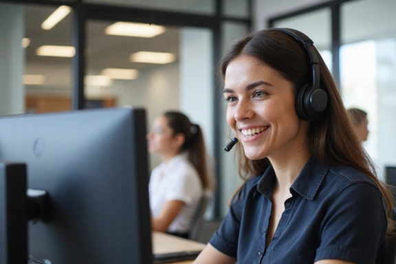 Customer support representative helping a customer