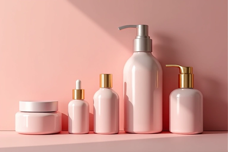 Skincare products with natural glowing skin effect